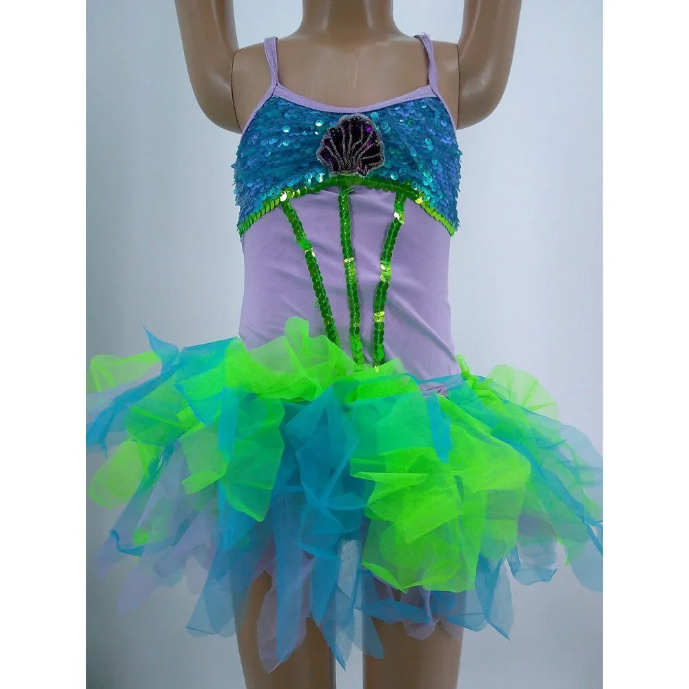 Pre-Owned Dance Costume Costume Gallery 15800 6x-7 Child Purple Tutu Jazz Sequi